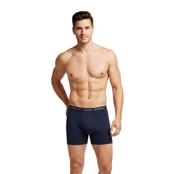 Altimas Men's Cotton Boxer Briefs – Soft Trunks with No-Roll Waistband | Dark Blue