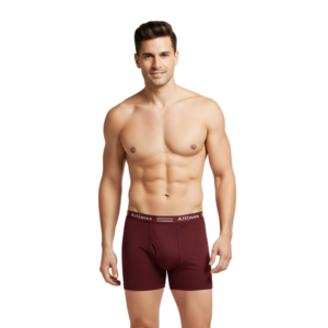 Altimas Men's Cotton Boxer Briefs – Soft Trunks with No-Roll Waistband | Maroon